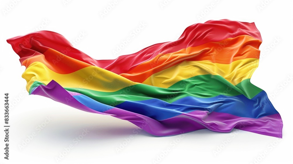 Rainbow flag pride, LGBTQ concept waving style isolated on white background pride day Rainbow flag pride, LGBTQ concept waving style isolated on white background pride day