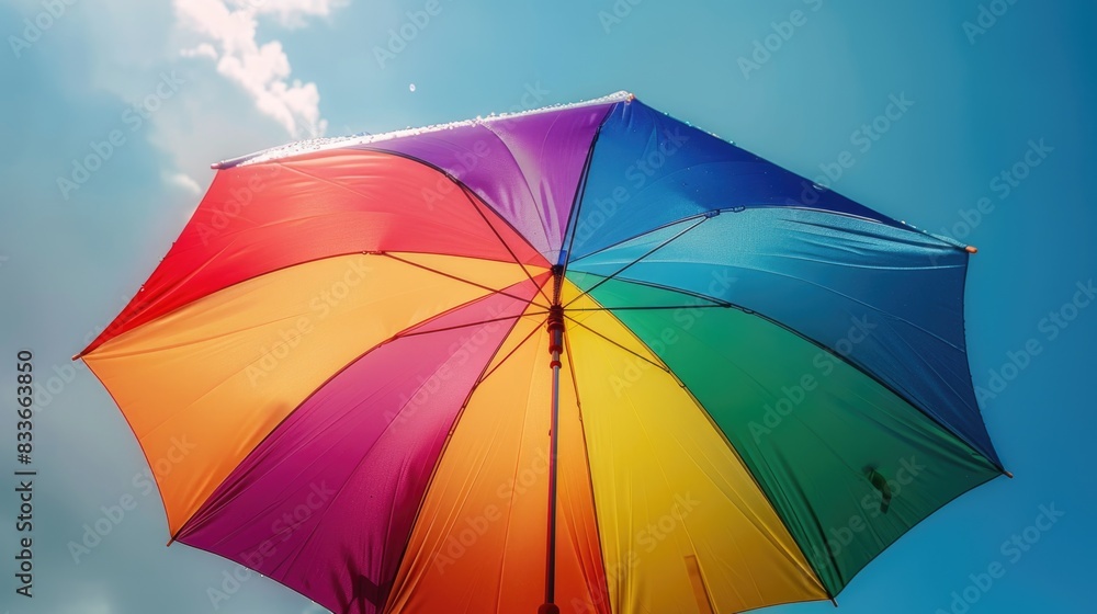 Umbrella rainbow colorful in front of sky background pride day concept Umbrella rainbow colorful in front of sky background pride day concept