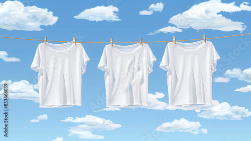 a group of white t-shirts on a clothesline photo