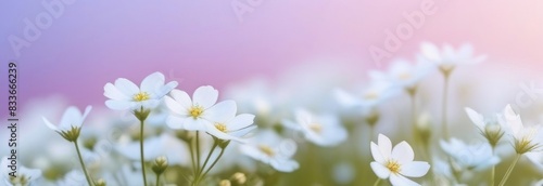 banner with flowers in pastel shades. Pastel flowers empty space for text 