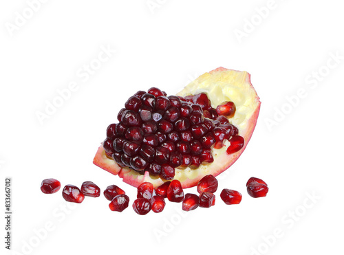 Sliced Red pomegranate isolated on white background.