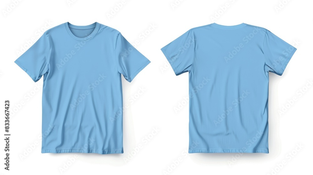 Plain blue t-shirt front and back view for mockup in white background
Plain blue t-shirt front and back view for mockup in white background