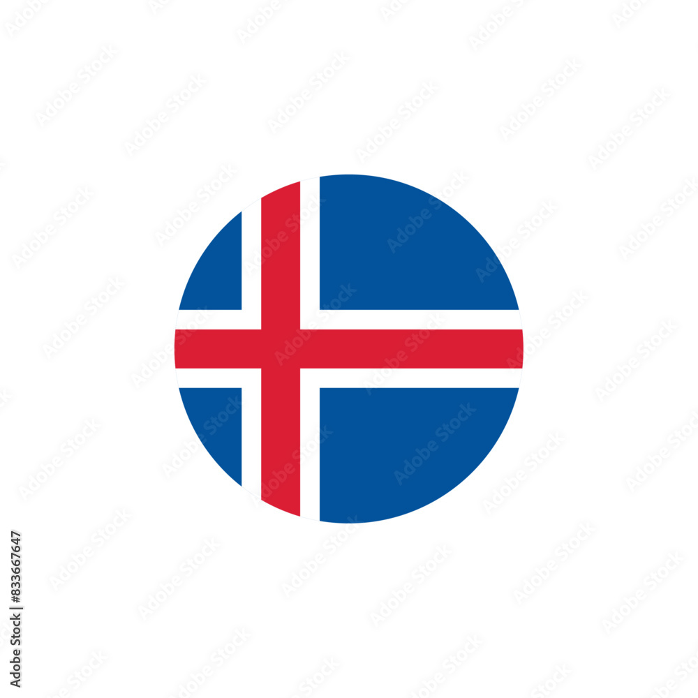 Round Iceland flag emblem design element Round Iceland flag emblem design element