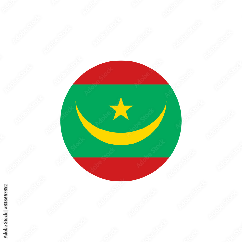 Round Mauritania flag emblem design element Round Mauritania flag emblem design element