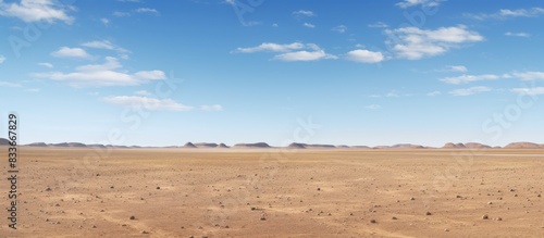 Copy space image of a vast expanse of open terrain beneath a clear blue sky
