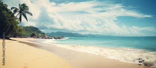 A serene tropical beach with an Instagram filter perfect for capturing a copy space image