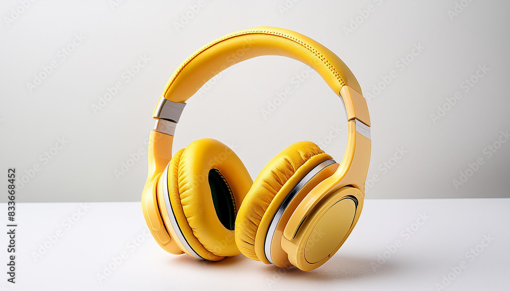 bright yellow headphones on white background bright yellow headphones on white background