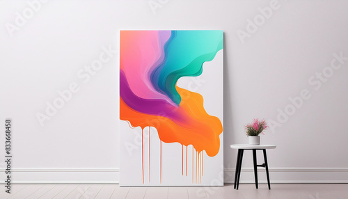 Abstract painting on canvas in the room.
