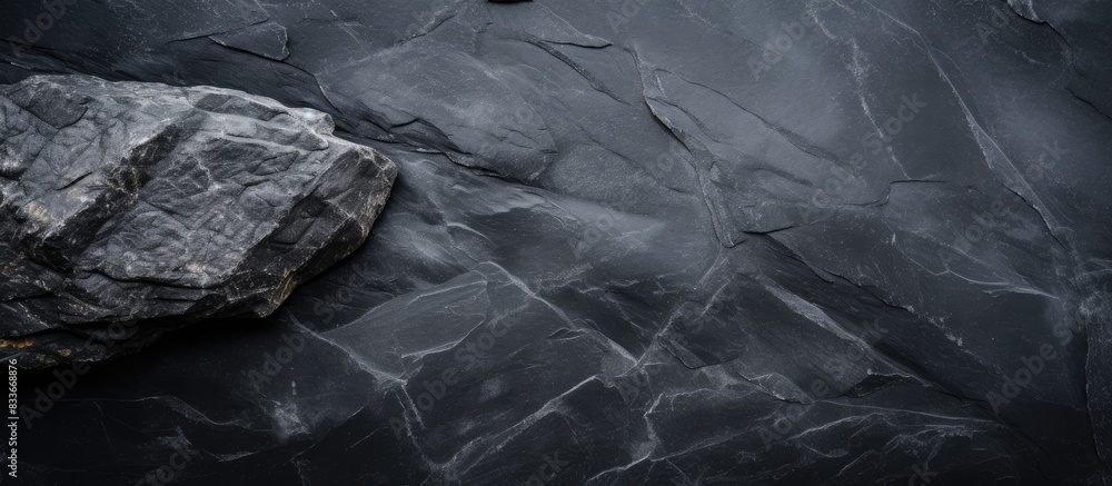 The black stone background from a top view provides a free copy space image The black stone background from a top view provides a free copy space image