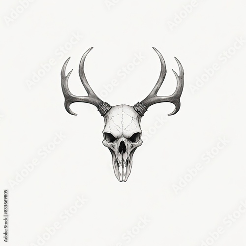 Head skull deer, created by ai generated photo