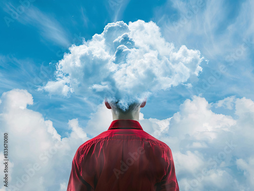 a man with a cloud in his head photo