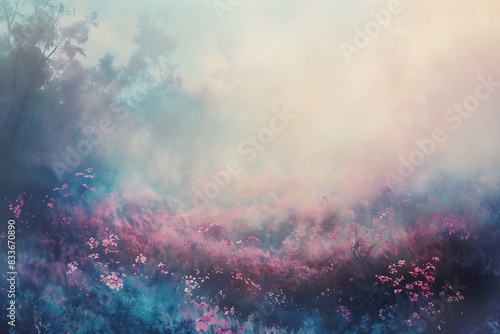 Soft pastels blend together in a dreamy  ethereal landscape