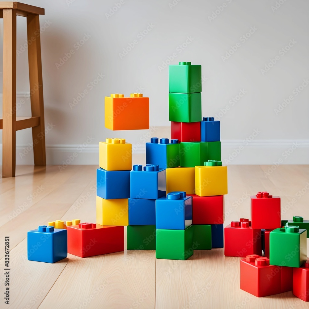 Obraz premium Colorful Creativity: A Collection of Building Blocks Photography