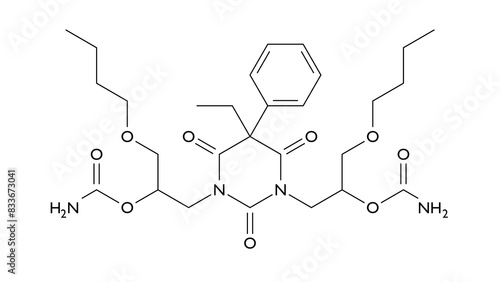 Εκτύπωση καμβά difebarbamate molecule, structural chemical formula, ball-and-stick model, isola