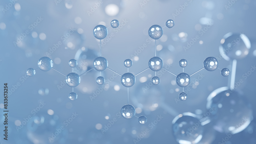 arabitol molecular structure 3d, sugar alcohol, structural chemical formula view from a microscope arabitol molecular structure 3d, sugar alcohol, structural chemical formula view from a microscope
