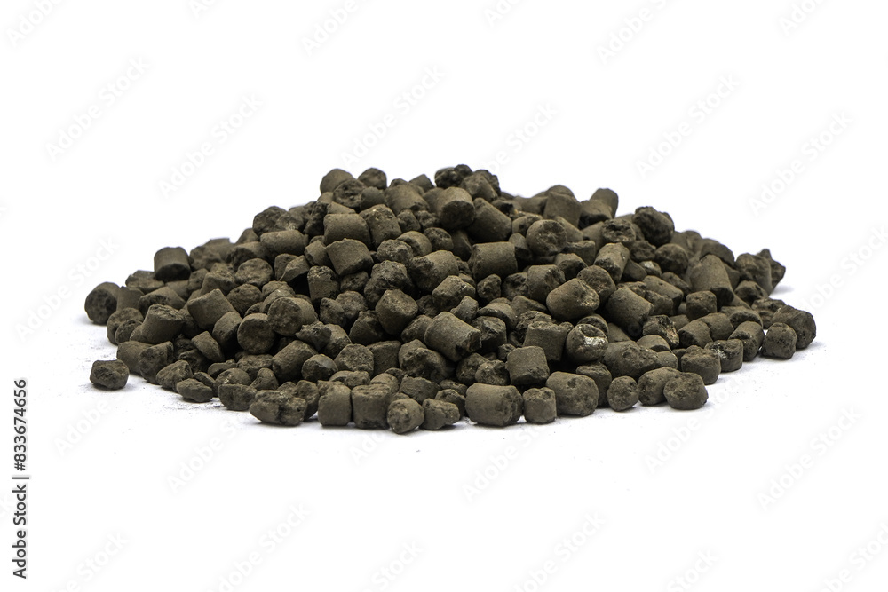 Organic-chemical fertilizer pellets on a white background Organic-chemical fertilizer pellets on a white background
