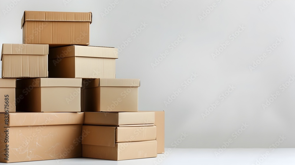 Organized Cardboard Boxes Stack Ready for Packaging Design and Product Mockup Organized Cardboard Boxes Stack Ready for Packaging Design and Product Mockup