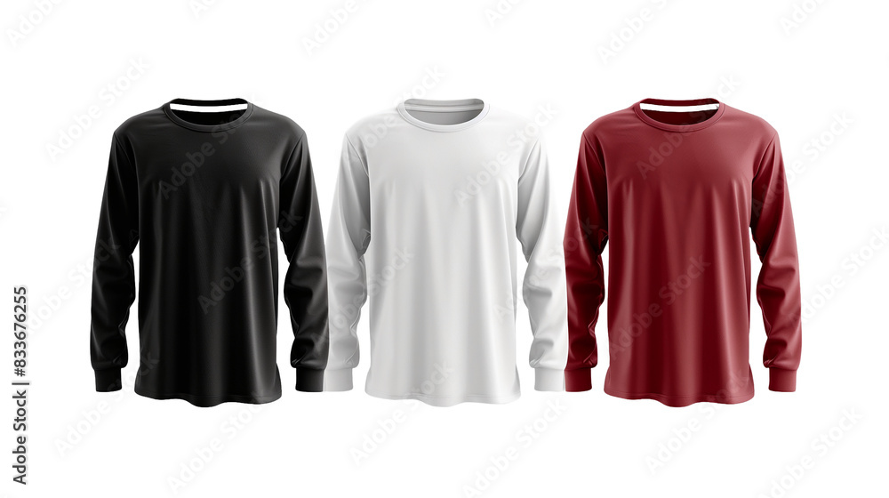 Transparent PNG featuring men's long sleeve t-shirts in black and white. Transparent PNG featuring men's long sleeve t-shirts in black and white.