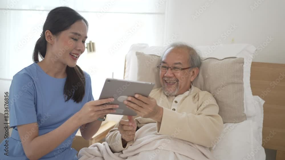 Female health care worker is take care senior man at home. Female health care worker is take care senior man at home.