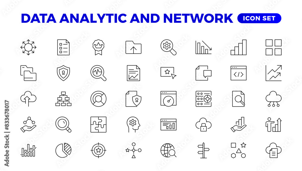 Big data analysis thin line icon set. Data processing outline pictograms for website and mobile app GUI. Digital analytics simple UI, UX vector icons Big data analysis thin line icon set. Data processing outline pictograms for website and mobile app GUI. Digital analytics simple UI, UX vector icons