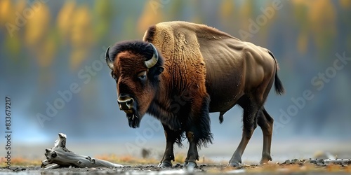 Bison in Yellowstone National Park, Wyoming, USA. Concept Wildlife, Yellowstone National Park, Bison, Nature Photography, Wyoming photo
