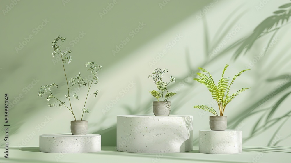 podium stand with tropical leaves background. Empty natural stone pedestal platform to display beauty product. generative ai podium stand with tropical leaves background. Empty natural stone pedestal platform to display beauty product. generative ai