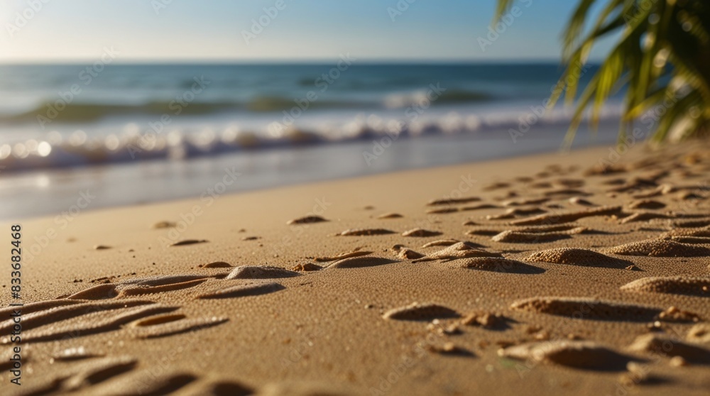 Panorama of blurred blue sky and leaves of coconut palm tree on white beach. Landscape of tropical summer. Summer beach vacation concept. Panorama of blurred blue sky and leaves of coconut palm tree on white beach. Landscape of tropical summer. Summer beach vacation concept.