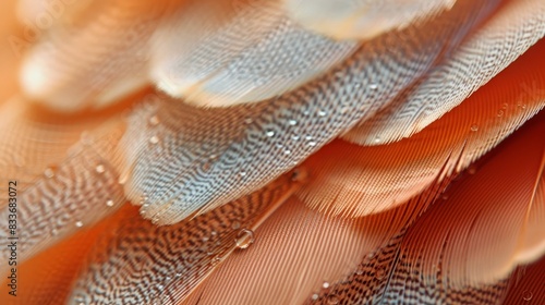 Abstract Bird Feathers, Close-up images of bird feathers creating intricate abstract patterns
