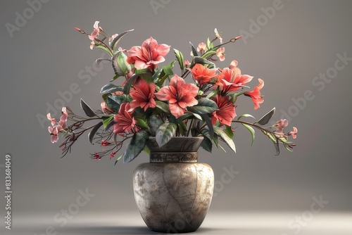 Flowers in aesthetic pots on pastel colors background
