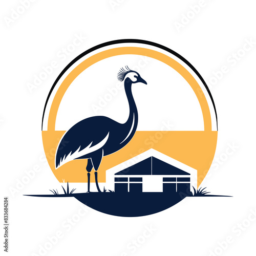 Set of ostrich silhouettes logo icon T-shirt Vector illustration isolated on the white background
 photo