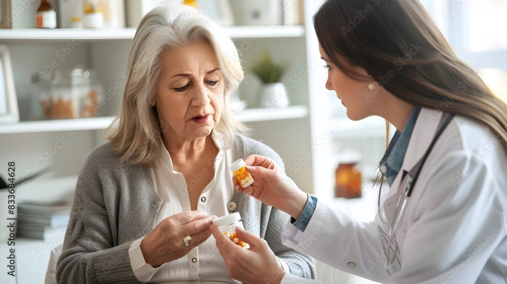 Compassionate Caregiver Assisting a Senior Woman with Her Medication in a Bright Home Healthcare Compassionate Caregiver Assisting a Senior Woman with Her Medication in a Bright Home Healthcare
