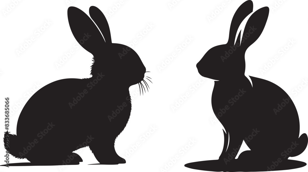 Fototapeta premium rabbit silhouette white background .