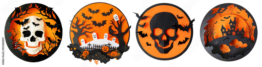 Papercraft set. Halloween party concept. Papercraft set. Halloween party concept.