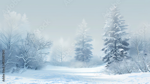 Wallpaper Mural Winter landscape with white pine trees on snow vector image Torontodigital.ca