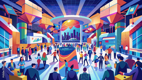 Anonymous crowd of businessmen at a trade show