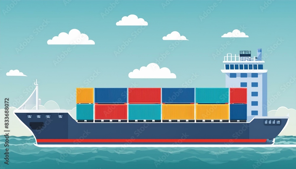 Cargo container ship, cargo vessel ship carrying container and running for import or export Cargo container ship, cargo vessel ship carrying container and running for import or export