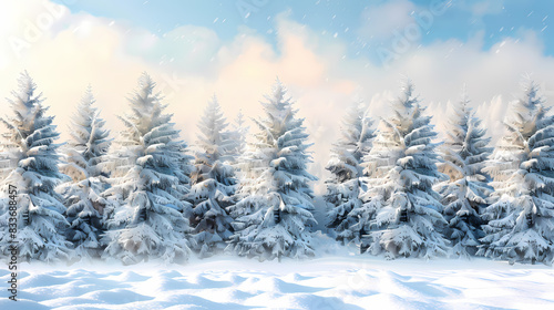 Wallpaper Mural Winter landscape with white pine trees on snow vector image Torontodigital.ca