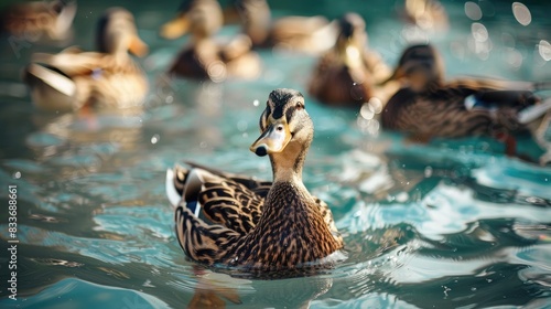 Ducks seen swimming in a park s pool during the day