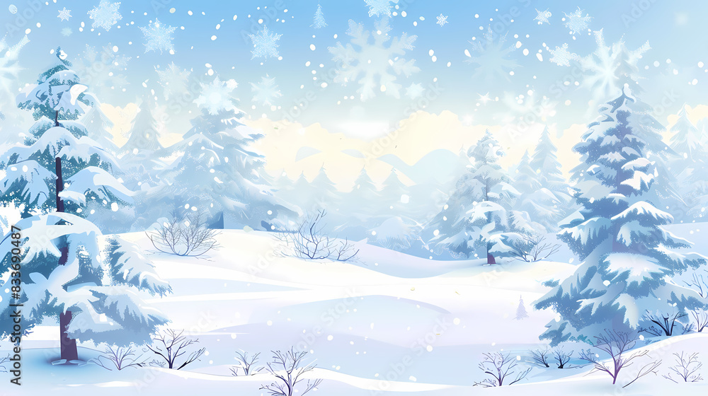 Winter landscape with white pine trees on snow vector image Winter landscape with white pine trees on snow vector image