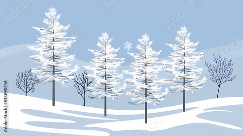 Wallpaper Mural Winter landscape with white pine trees on snow vector image Torontodigital.ca
