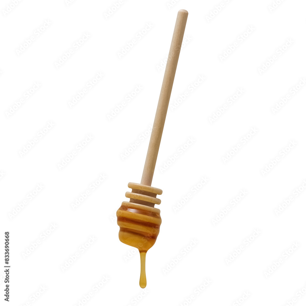 Wooden honey dipper with a drip. Isolated on white background. Wooden honey dipper with a drip. Isolated on white background.