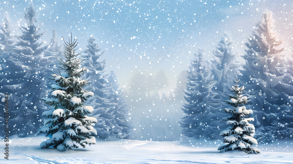 Winter landscape with white pine trees on snow vector image Winter landscape with white pine trees on snow vector image