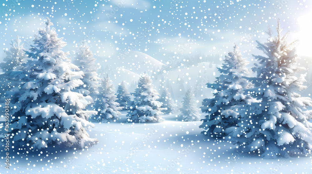 Winter landscape with white pine trees on snow vector image Winter landscape with white pine trees on snow vector image