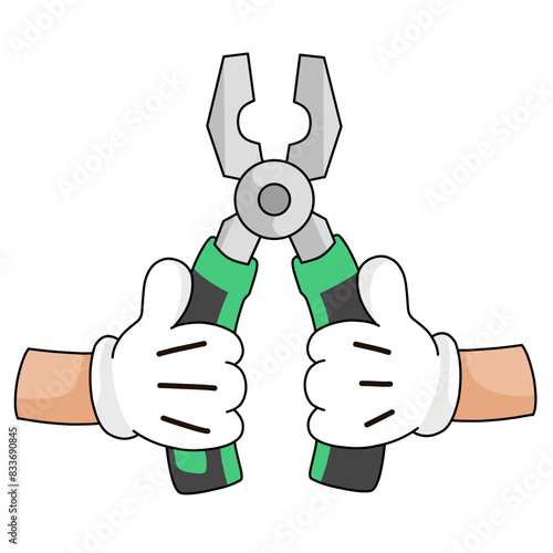 illustration combination pliers being held with both hands