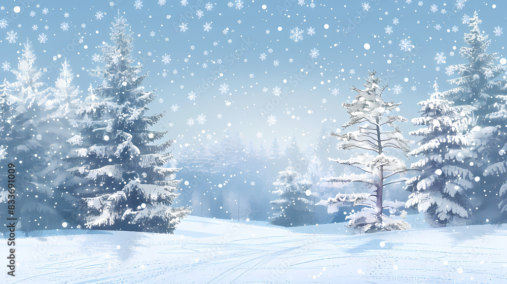 Winter landscape with white pine trees on snow vector image Winter landscape with white pine trees on snow vector image