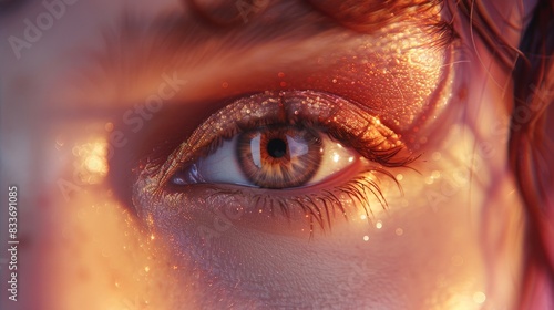 Close up detail beautiful female eye macro