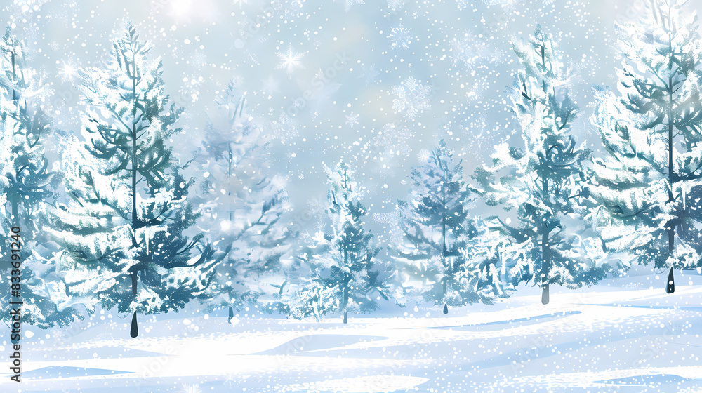 Winter landscape with white pine trees on snow vector image Winter landscape with white pine trees on snow vector image