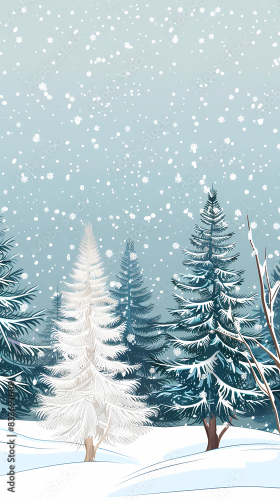 Winter landscape with white pine trees on snow vector image Winter landscape with white pine trees on snow vector image
