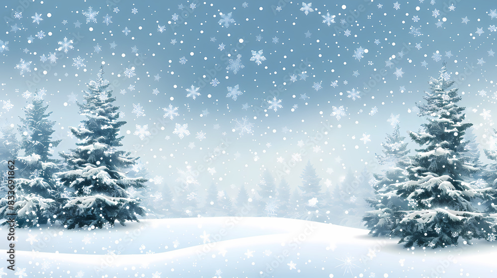 Winter landscape with white pine trees on snow vector image Winter landscape with white pine trees on snow vector image