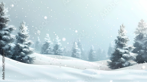 Wallpaper Mural Winter landscape with white pine trees on snow vector image Torontodigital.ca